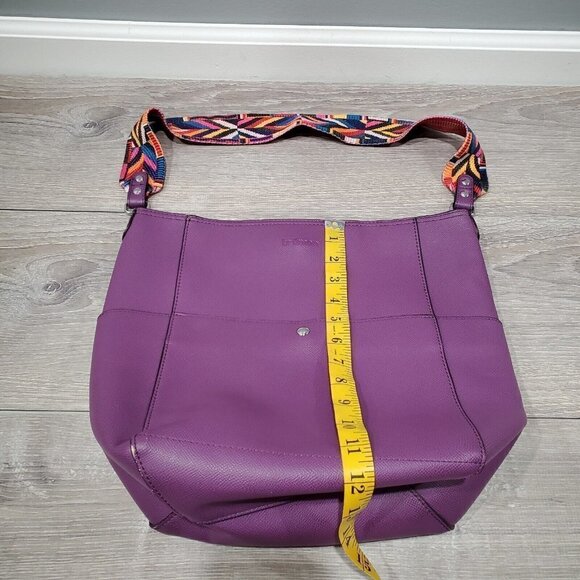 BROMEN Purse Large Bucket Bag Hobo Vegan Leather Handbag Purple Colored Strap - Picture 13 of 16